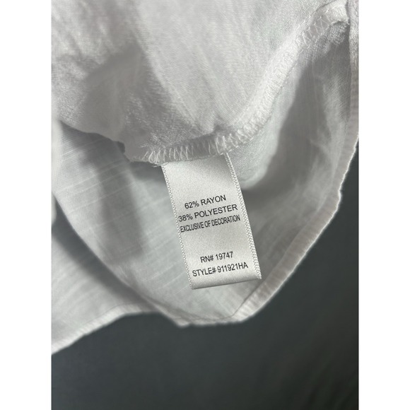 Counterparts Womens White Peasant Top XL Boho Gauzy Eyelet Trim Beachy Coastal - Picture 6 of 9